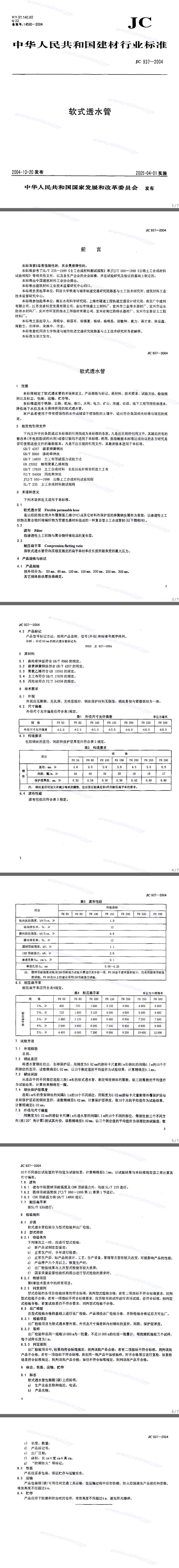 软式透水管行业标准